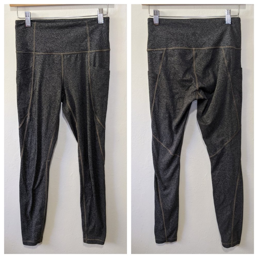 Athleta Gray Spacedye Salutation Stash Pocket Tight Size Small
